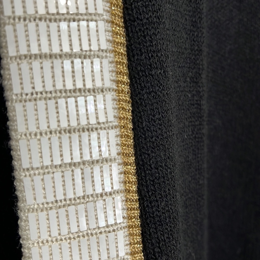 San Reno by Laura Knits (Santana) black/gold vintage cardigan sweater jacket. L - Picture 4 of 9